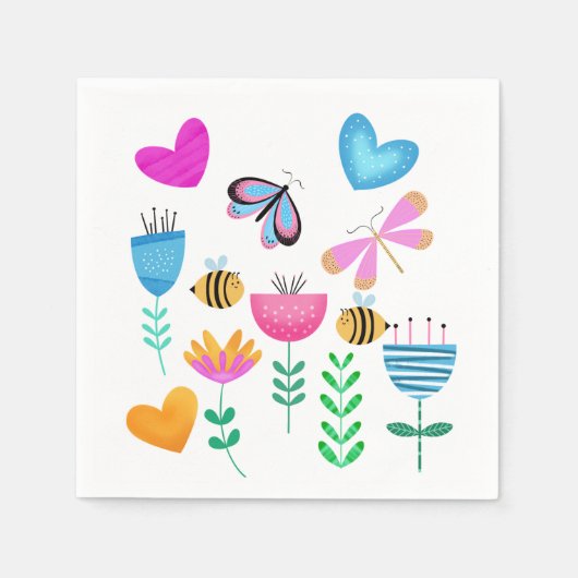 Happy Bee Garden Serviette (Vorderseite)