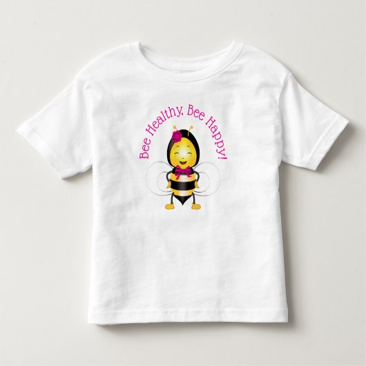 Happy Bee Girl Kleinkind T - Shirt (Vorderseite)