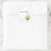 Happy Bee Good Work Quadratischer Aufkleber (Tasche)