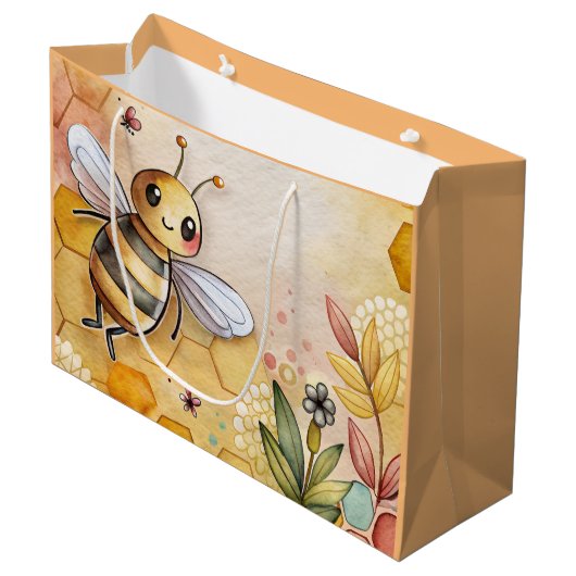 Happy Bee Große Geschenktüte (Vorderseite Schrägansicht)