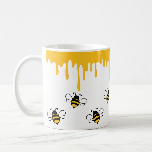 Happy Bee Niedlich Funny Honey Pattern Kaffeetasse (Links)