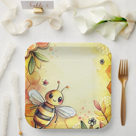 Happy Bee Pappteller (Hochzeit)