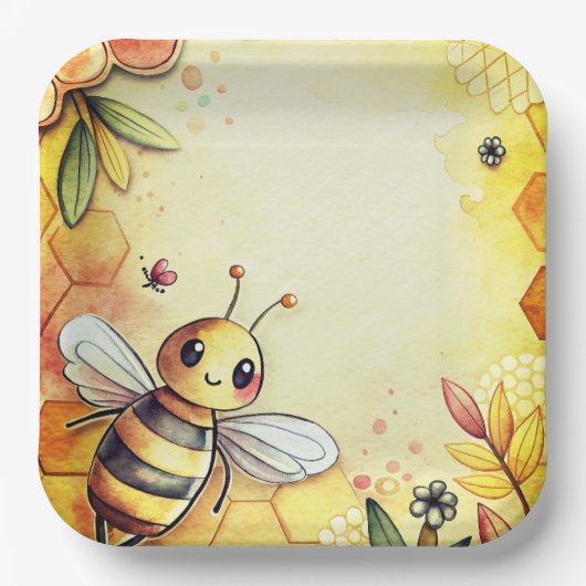 Happy Bee Pappteller (Vorderseite)