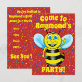 Happy Bee Party Einladung (Vorne/Hinten)