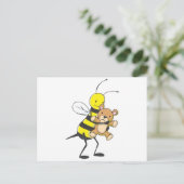 Happy Bee Playing with Teddy Bear Postkarte (Stehend Vorderseite)