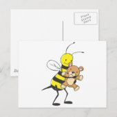 Happy Bee Playing with Teddy Bear Postkarte (Vorne/Hinten)