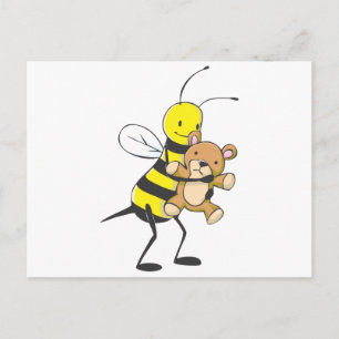 Happy Bee Playing with Teddy Bear Postkarte
