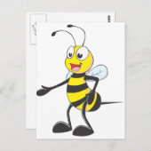 Happy Bee Pointing Postkarte (Vorne/Hinten)