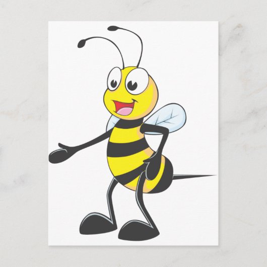 Happy Bee Pointing Postkarte (Vorderseite)