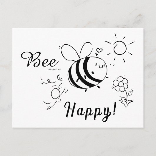 Happy Bee Postcard Postkarte (Vorderseite)