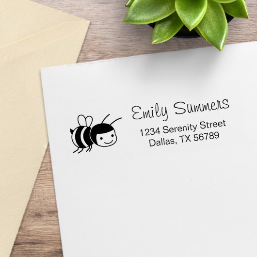 Happy Bee Return Address Gummistempel