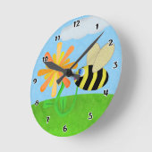 Happy Bee Round Wall Clock Runde Wanduhr (Winkel)