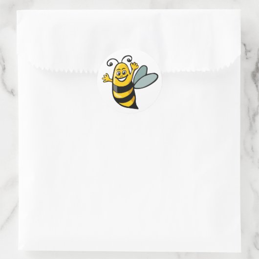 Happy Bee Runder Aufkleber (Tasche)