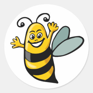 Happy Bee Runder Aufkleber
