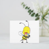 Happy Bee Singing Postkarte (Stehend Vorderseite)