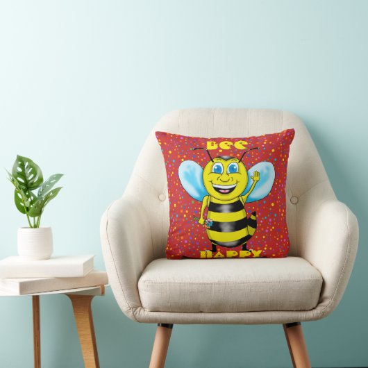Happy Bee Square Pillow Kissen (Stuhl )