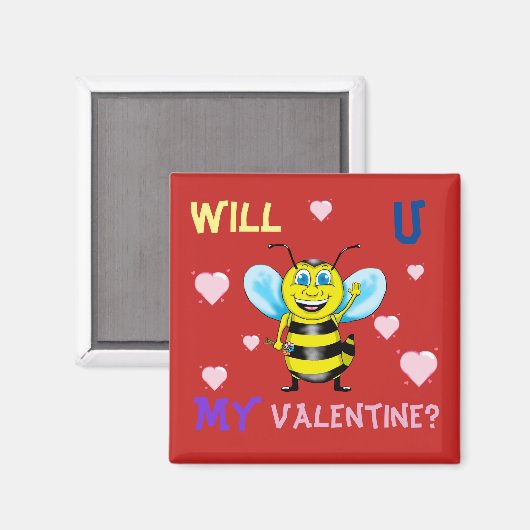 Happy Bee Valentine's Magnet (Vorderseite/Rückseite)
