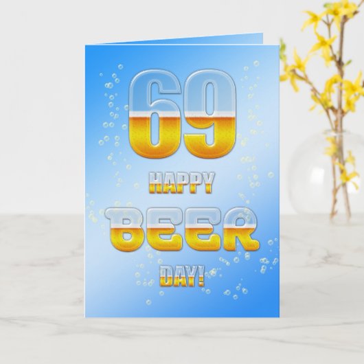 Happy Beer Day 69. Geburtstagkarte Karte (Gelbe Blume)