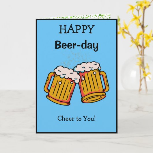 Happy Beer Day Fun Birthday Card Karte (Gelbe Blume)