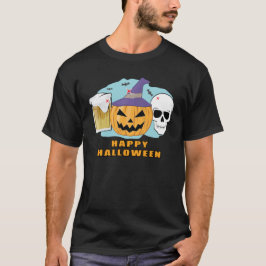 Happy Beer Halloween - Spooky Skull und Pumpkin T-Shirt