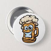 Happy Beer Tasse, Funny Illustration Button (Vorne & Hinten)