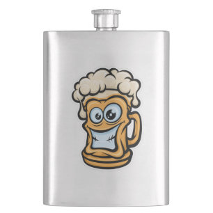 Happy Beer Tasse, Funny Illustration Flachmann