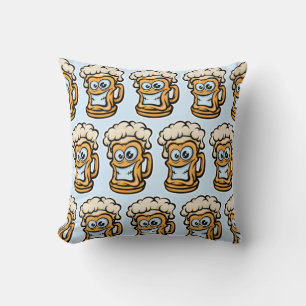 Happy Beer Tasse, Funny Illustration Kissen