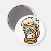 Happy Beer Tasse, Funny Illustration Magnet (Vorderseite/Rückseite)