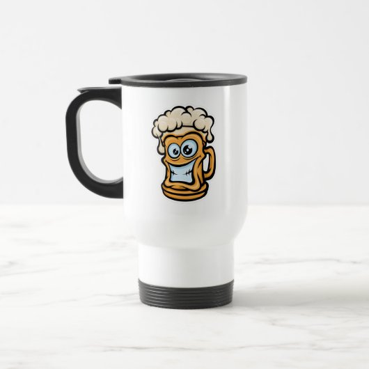 Happy Beer Tasse, Funny Illustration Reisebecher (Links)