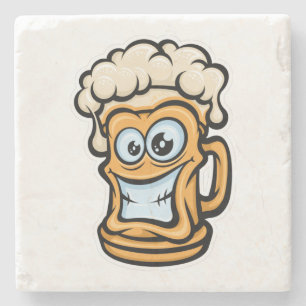 Happy Beer Tasse, Funny Illustration Steinuntersetzer