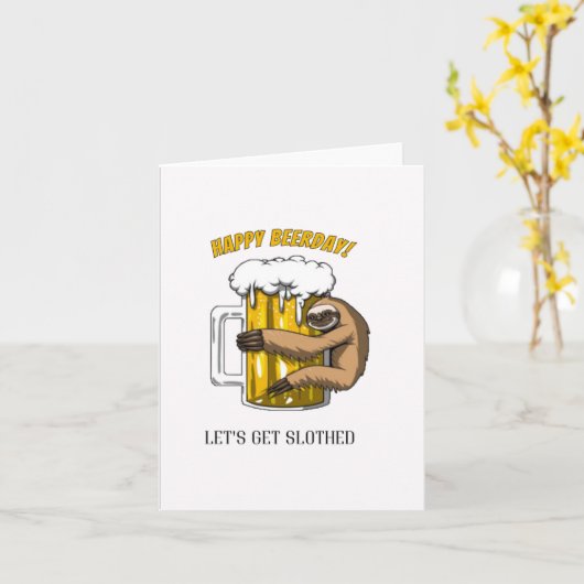 Happy Beerday Funny Birthday Card Karte (Gelbe Blume)
