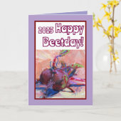 Happy Beetday Red Beets Happy Birthday Card Karte (Gelbe Blume)