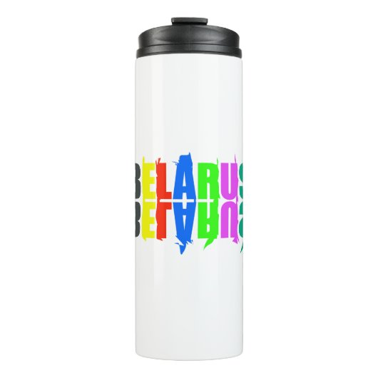 Happy Belarus - farbenfrohe Briefe Thermosbecher (Vorderseite)