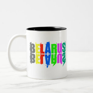 Happy Belarus - farbenfrohe Briefe Zweifarbige Tasse