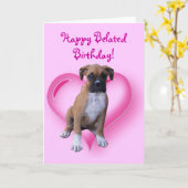 Happy Belated Birthday Boxer Grußkarte Karte (Gelbe Blume)