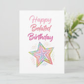 Happy Belated Birthday Card Dankeskarte (Stehend Vorderseite)