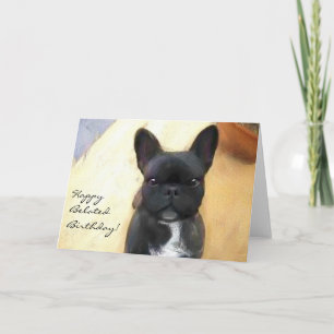 Happy Belated Birthday French Bulldog Art Card Karte