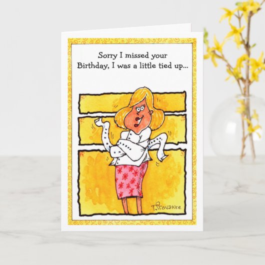 Happy Belated Birthday, Size: Standard (5" x 7") Karte (Gelbe Blume)