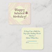 Happy Belated Geburtstag Mitteilungskarte (Vorne/Hinten)