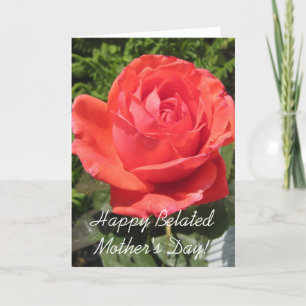 Happy Belated Mother's Day Orange Rose Card Karte