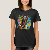 Happy Belgische Malinois in Farbe T-Shirt (Vorderseite)