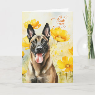 Happy Belgium Malinois Dog Golden Poppies Dankeskarte