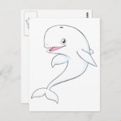 Happy Beluga Whale Cartoon Postkarte (Vorne/Hinten)