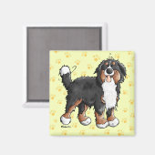 Happy Bernese Mountain Dog Cartoon Magnet (Vorderseite/Rückseite)