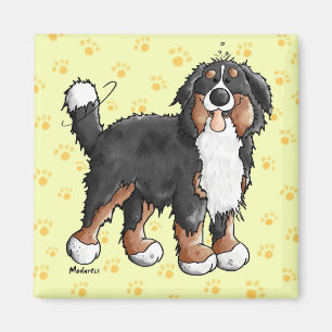 Happy Bernese Mountain Dog Cartoon Magnet