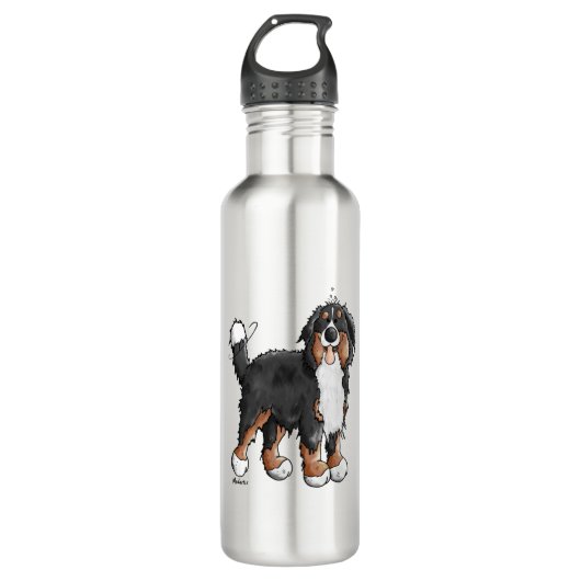 Happy Bernese Mountain Hund - Comic - Hunde - Cart Edelstahlflasche (Vorderseite)