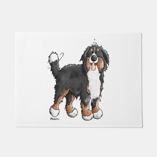 Happy Bernese Mountain Hund - Comic - Hunde - Cart Fußmatte (Vorderseite)