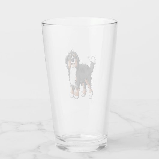 Happy Bernese Mountain Hund - Comic - Hunde - Cart Glas (Rückseite)