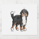 Happy Bernese Mountain Hund - Comic - Hunde - Cart Schaumweinetikett (Einzelnes Label)