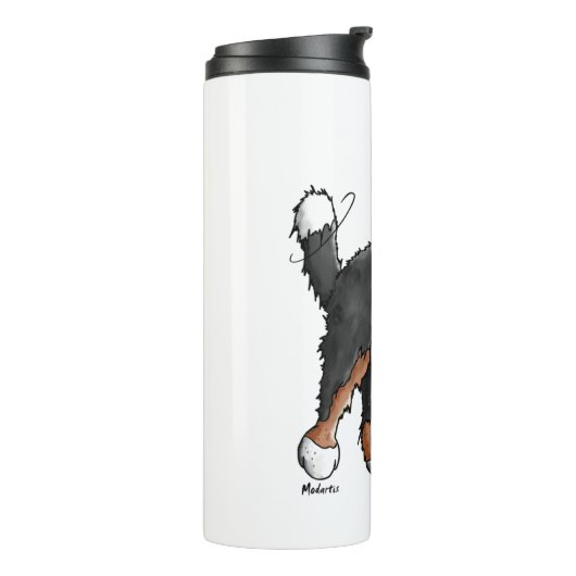 Happy Bernese Mountain Hund - Comic - Hunde - Cart Thermosbecher (Nach links gedreht)